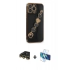 MARSİLYAN™- iPhone 14 Pro Max Kılıf Nova Işık Prime - Siyah 3D Antistatik Cam Ekran Koruyucu + Raze Metal Kamera Lens - GD