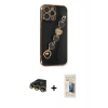 MARSİLYAN™- iPhone 14 Pro Max Kılıf Nova Işık Prime - Siyah 6D Mat Seramik Hayalet Nano Ekran Koruyucu + Raze Metal Kamera Lens - GD