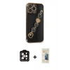 MARSİLYAN™- iPhone 14 Pro Max Kılıf Nova Işık Prime - Siyah 6D Mat Seramik Hayalet Nano Ekran Koruyucu + PVD Metal Kamera Lens - TU