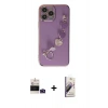 MARSİLYAN™- iPhone 14 Pro Max Kılıf Nova Işık Prime - Siyah Bilvis 3D Mat Cam Ekran Koruyucu + Derin Mor Bilvis Titan Kamera Lens