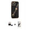 MARSİLYAN™- iPhone 14 Pro Max Kılıf Nova Işık Prime - Siyah Bilvis 3D Mat Cam Ekran Koruyucu + Derin Mor Bilvis Titan Kamera Lens