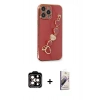MARSİLYAN™- iPhone 14 Pro Max Kılıf Nova Işık Prime - Siyah Bilvis 3D Mat Cam Ekran Koruyucu + Turuncu PVD Metal Kamera Lens