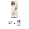 MARSİLYAN™- iPhone 14 Pro Max Kılıf Nova Işık Prime - Siyah Bilvis 5in1 3D Magic Cam Ekran Koruyucu + Gold Band Metal Kamera Lens