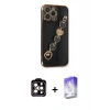 MARSİLYAN™- iPhone 14 Pro Max Kılıf Nova Işık Prime - Siyah Bilvis 5in1 3D Magic Cam Ekran Koruyucu + PVD Metal Kamera Lens - TU