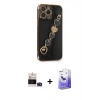 MARSİLYAN™- iPhone 14 Pro Max Kılıf Nova Işık Prime - Siyah Bilvis 5in1 5D Magic Hayalet Cam Ekran Koruyucu + Derin Mor Bilvis Titan Kamera Lens