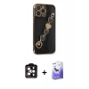 MARSİLYAN™- iPhone 14 Pro Max Kılıf Nova Işık Prime - Siyah Bilvis 5in1 5D Magic Hayalet Cam Ekran Koruyucu + PVD Metal Kamera Lens - TU