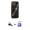 MARSİLYAN™- iPhone 14 Pro Max Kılıf Nova Işık Prime - Siyah Bilvis 5in1 5D Magic Hayalet Cam Ekran Koruyucu + Gold Bilvis Titan Kamera Lens
