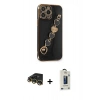 MARSİLYAN™- iPhone 14 Pro Max Kılıf Nova Işık Prime - Siyah Bilvis Hayalet Cam Ekran Koruyucu + Raze Metal Kamera Lens - GD