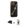MARSİLYAN™- iPhone 14 Pro Max Kılıf Nova Işık Prime - Siyah Bilvis Hayalet Cam Ekran Koruyucu + Raze Metal Kamera Lens - GS