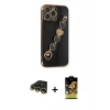 MARSİLYAN™- iPhone 14 Pro Max Kılıf Nova Işık Prime - Siyah Buffer Cam Ekran Koruyucu + Raze Metal Kamera Lens - GD