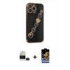 MARSİLYAN™- iPhone 14 Pro Max Kılıf Nova Işık Prime - Siyah Buffer Hayalet Cam Ekran Koruyucu + Bilvis Titan Kamera Lens - DNMR