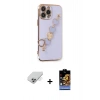 MARSİLYAN™- iPhone 14 Pro Max Kılıf Nova Işık Prime - Siyah Buffer Hayalet Cam Ekran Koruyucu + Gümüş Band Metal Kamera Lens