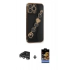 MARSİLYAN™- iPhone 14 Pro Max Kılıf Nova Işık Prime - Siyah Buffer Hayalet Cam Ekran Koruyucu + Raze Metal Kamera Lens - GS