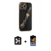 MARSİLYAN™- iPhone 14 Pro Max Kılıf Nova Işık Prime - Siyah Buffer Hayalet Cam Ekran Koruyucu + PVD Metal Kamera Lens - TU