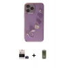 MARSİLYAN™- iPhone 14 Pro Max Kılıf Nova Işık Prime - Siyah Joko Magic 5D Hayalet Cam + Derin Mor Bilvis Titan Kamera Lens
