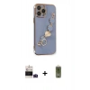MARSİLYAN™- iPhone 14 Pro Max Kılıf Nova Işık Prime - Siyah Joko Magic 5D Hayalet Cam + Derin Mor Bilvis Titan Kamera Lens