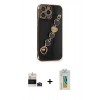 MARSİLYAN™- iPhone 14 Pro Max Kılıf Nova Işık Prime - Siyah Polymer Nano Ekran Koruyucu + Bilvis Titan Kamera Lens - DNMR