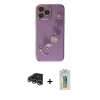 MARSİLYAN™- iPhone 14 Pro Max Kılıf Nova Işık Prime - Siyah Polymer Nano Ekran Koruyucu + Gümüş Raze Metal Kamera Lens