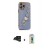 MARSİLYAN™- iPhone 14 Pro Max Kılıf Nova Işık Prime - Siyah Polymer Nano Ekran Koruyucu + Gümüş Raze Metal Kamera Lens