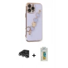 MARSİLYAN™- iPhone 14 Pro Max Kılıf Nova Işık Prime - Siyah Polymer Nano Ekran Koruyucu + Gümüş Raze Metal Kamera Lens