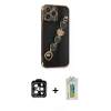 MARSİLYAN™- iPhone 14 Pro Max Kılıf Nova Işık Prime - Siyah Polymer Nano Ekran Koruyucu + PVD Metal Kamera Lens - TU