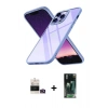 MARSİLYAN™- iPhone 14 Pro Max Kılıf Nova Işık Serisi - Şeffaf 360 Full Body Arka Koruyucu + Gold Bilvis Titan Kamera Lens