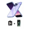 MARSİLYAN™- iPhone 14 Pro Max Kılıf Nova Işık Serisi - Şeffaf 360 Full Body Arka Koruyucu + PVD Metal Kamera Lens - TU