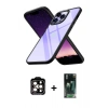 MARSİLYAN™- iPhone 14 Pro Max Kılıf Nova Işık Serisi - Şeffaf 360 Full Body Arka Koruyucu + PVD Metal Kamera Lens - TU
