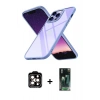 MARSİLYAN™- iPhone 14 Pro Max Kılıf Nova Işık Serisi - Şeffaf 360 Full Body Arka Koruyucu + PVD Metal Kamera Lens - TU