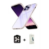 MARSİLYAN™- iPhone 14 Pro Max Kılıf Nova Işık Serisi - Şeffaf Pasifik Cam Ekran Koruyucu + PVD Metal Kamera Lens - TU