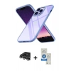 MARSİLYAN™- iPhone 14 Pro Max Kılıf Nova Işık Serisi - Şeffaf Royal Nano Ekran Koruyucu + Gümüş Raze Metal Kamera Lens