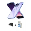 MARSİLYAN™- iPhone 14 Pro Max Kılıf Nova Işık Serisi - Şeffaf Royal Nano Ekran Koruyucu + Gümüş Raze Metal Kamera Lens