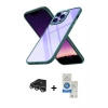MARSİLYAN™- iPhone 14 Pro Max Kılıf Nova Işık Serisi - Şeffaf Royal Nano Ekran Koruyucu + Gümüş Raze Metal Kamera Lens