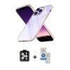 MARSİLYAN™- iPhone 14 Pro Max Kılıf Nova Işık Serisi - Şeffaf Royal Nano Ekran Koruyucu + PVD Metal Kamera Lens - TU