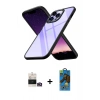 MARSİLYAN™- iPhone 14 Pro Max Kılıf Nova Işık Serisi - Siyah 18D Cam Ekran Koruyucu + Bilvis Titan Kamera Lens - GD