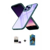 MARSİLYAN™- iPhone 14 Pro Max Kılıf Nova Işık Serisi - Siyah 18D Cam Ekran Koruyucu + Bilvis Titan Kamera Lens - GD