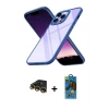 MARSİLYAN™- iPhone 14 Pro Max Kılıf Nova Işık Serisi - Siyah 18D Cam Ekran Koruyucu + Gold Raze Metal Kamera Lens