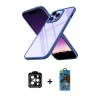 MARSİLYAN™- iPhone 14 Pro Max Kılıf Nova Işık Serisi - Siyah 18D Cam Ekran Koruyucu + PVD Metal Kamera Lens - TU