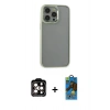 MARSİLYAN™- iPhone 14 Pro Max Kılıf Nova Işık Serisi - Siyah 18D Cam Ekran Koruyucu + PVD Metal Kamera Lens - TU