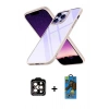 MARSİLYAN™- iPhone 14 Pro Max Kılıf Nova Işık Serisi - Siyah 18D Cam Ekran Koruyucu + PVD Metal Kamera Lens - TU