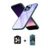 MARSİLYAN™- iPhone 14 Pro Max Kılıf Nova Işık Serisi - Siyah 18D Cam Ekran Koruyucu + PVD Metal Kamera Lens - TU