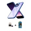 MARSİLYAN™- iPhone 14 Pro Max Kılıf Nova Işık Serisi - Siyah 18D Cam Ekran Koruyucu + Bilvis Titan Kamera Lens - SH