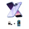 MARSİLYAN™- iPhone 14 Pro Max Kılıf Nova Işık Serisi - Siyah 18D Cam Ekran Koruyucu + Bilvis Titan Kamera Lens - SH