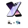 MARSİLYAN™- iPhone 14 Pro Max Kılıf Nova Işık Serisi - Siyah 3D Antistatik Cam Ekran Koruyucu + Bilvis Titan Kamera Lens - GS