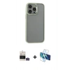 MARSİLYAN™- iPhone 14 Pro Max Kılıf Nova Işık Serisi - Siyah 3D Antistatik Cam Ekran Koruyucu + Bilvis Titan Kamera Lens - GS
