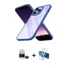 MARSİLYAN™- iPhone 14 Pro Max Kılıf Nova Işık Serisi - Siyah 3D Antistatik Cam Ekran Koruyucu + Bilvis Titan Kamera Lens - SH