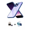 MARSİLYAN™- iPhone 14 Pro Max Kılıf Nova Işık Serisi - Siyah 3D Antistatik Cam Ekran Koruyucu + Bilvis Titan Kamera Lens - GS