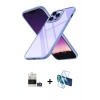 MARSİLYAN™- iPhone 14 Pro Max Kılıf Nova Işık Serisi - Siyah 3D Antistatik Cam Ekran Koruyucu + Bilvis Titan Kamera Lens - GS
