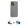 MARSİLYAN™- iPhone 14 Pro Max Kılıf Nova Işık Serisi - Siyah 3D Antistatik Cam Ekran Koruyucu + Gold Bilvis Titan Kamera Lens