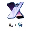 MARSİLYAN™- iPhone 14 Pro Max Kılıf Nova Işık Serisi - Siyah 3D Antistatik Cam Ekran Koruyucu + Gold Bilvis Titan Kamera Lens